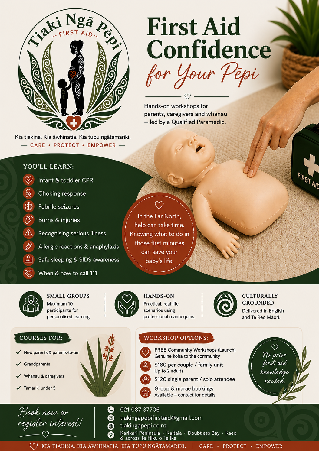 Tiaki Ngā Pēpi First Aid flyer